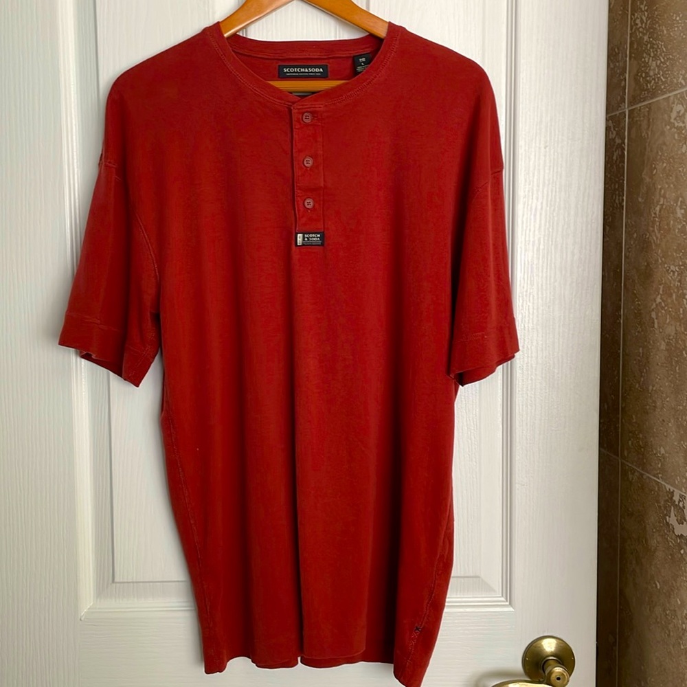 Scotch and Soda burnt Rust Henley shirt